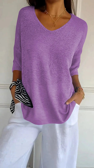 Lucerne | Women’s V-neck Knitted Top with Half Sleeves