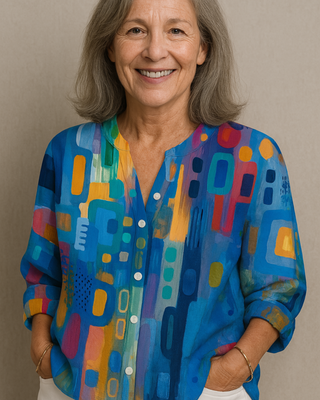 Emery | Women's Colorful Abstract Print Button Down Shirt