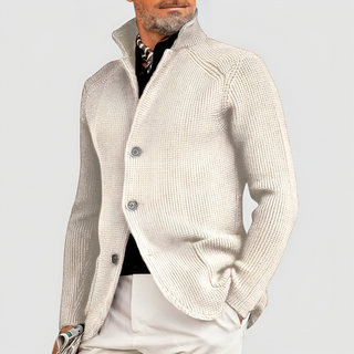 Noelle | Men’s Waffle-Knit Pullover with Stand-Up Collar and Three-Button Closure