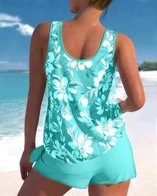 Melanie | Women’s Two-Piece Floral Print Tankini Set with Swing Top and Boyshort-Style Bottoms