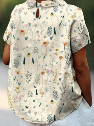 Relyn | Women's Short-Sleeve Collared Tunic Shirt with Button-Down Front