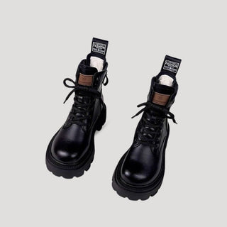 Natalia | Fleece Lined Combat Style Ankle Boots for Women with Thick Sole