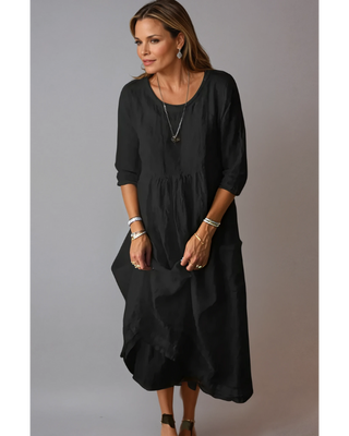 Danise | Women's Round Neck 3/4 Sleeve Midi Dress