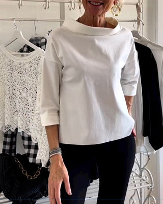 Elaine | Casual Wide Lapel Half Turtleneck Top for Women