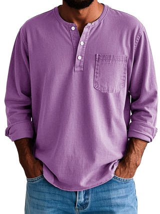 Ethan | Long-Sleeve Shirt for Men with Collarless Neckline