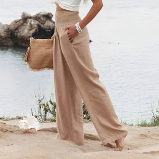 Amelyn | Women’s High-Waisted Cotton Linen Palazzo Pants with Wide Leg Design