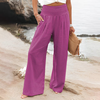 Amelyn | Women’s High-Waisted Cotton Linen Palazzo Pants with Wide Leg Design