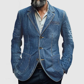 Sylvan | Men’s Tailor-Fit Denim Blazer with Pockets