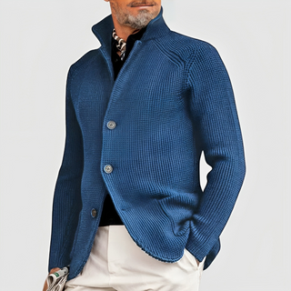 Noelle | Men’s Waffle-Knit Pullover with Stand-Up Collar and Three-Button Closure