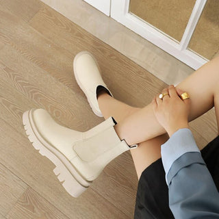 Shaila | Women’s Mid-Calf Platform Chelsea Boots with Thick Lug Sole
