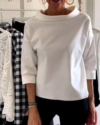 Mika | Women’s Blouse with Boat Neck and Folded Sleeves