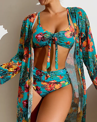 Tyra | Women's Tropical Three-Piece Bikini Set