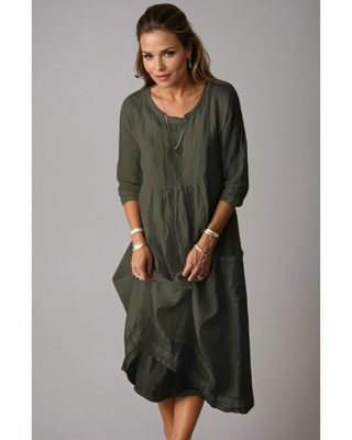 Danise | Women's Round Neck 3/4 Sleeve Midi Dress
