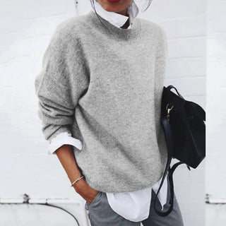 Lora | Women’s Loose-Fit Knitted Sweater with Crewneck and Long Sleeves