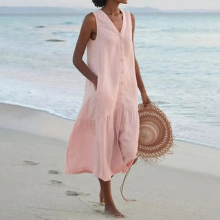 Elle | Sleeveless Tiered Maxi Dress for Women with V-Neckline