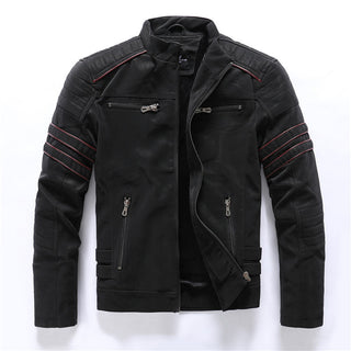 Harper | Men’s Motorcycle Jacket with Stand Collar and Zipper Closures