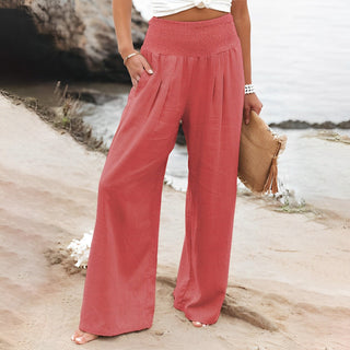 Amelyn | Women’s High-Waisted Cotton Linen Palazzo Pants with Wide Leg Design