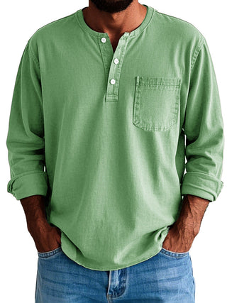 Ethan | Long-Sleeve Shirt for Men with Collarless Neckline