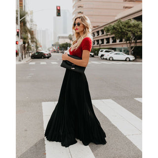 Marissa | Women’s High-Waisted Floor-Length Pleated Skirt with Elegant Flowing Silhouette