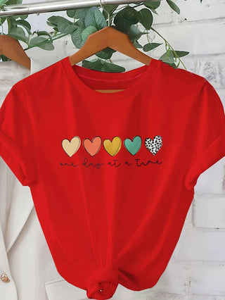 Cory | Women’s Round Neck Heart Print Blouse with Soft Casual Fit
