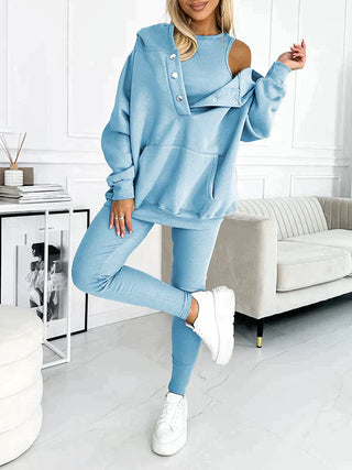 Novalyn | Women’s Three-Piece Tracksuit Set with Oversized Hoodie, Tank Top, and Skinny Leggings