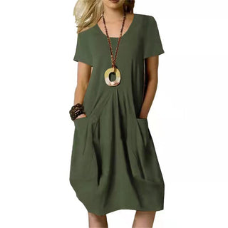 Norielle | Women's Casual Loose T-Shirt Midi Dress with Short Sleeves and Side Pockets