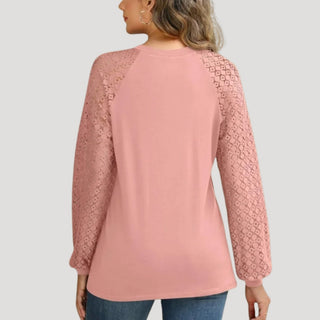 Isabelle | Women’s Relaxed Fit Dress with Sheer Long Sleeves and Round Neck
