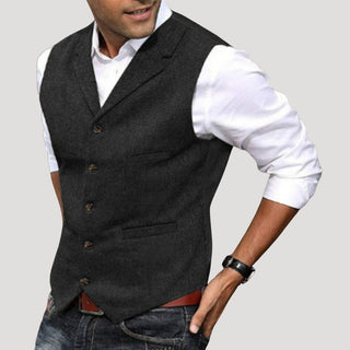 Roger | Men’s V-Neck Button-Down Vest with Vintage Buttons
