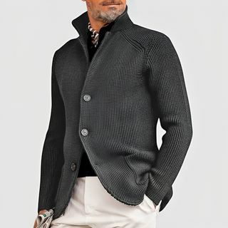 Noelle | Men’s Waffle-Knit Pullover with Stand-Up Collar and Three-Button Closure