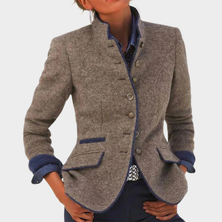 Reina | Women’s Stand Collar Blazer with Pockets and Buttons