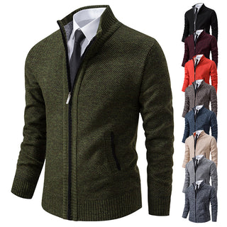 Aaron | Men’s Knitted Sweater Cardigan with Zipper Closure and Stand Collar