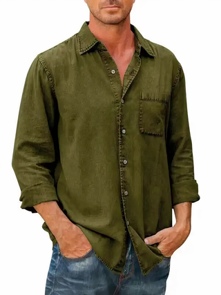 Logan | Men’s Long-Sleeve Denim Shirt with Chest Patch Pocket