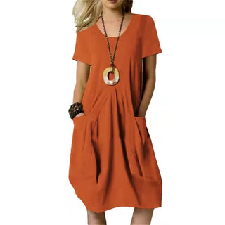 Norielle | Women's Casual Loose T-Shirt Midi Dress with Short Sleeves and Side Pockets
