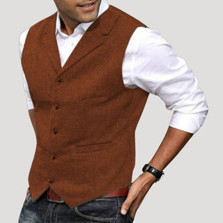 Roger | Men’s V-Neck Button-Down Vest with Vintage Buttons