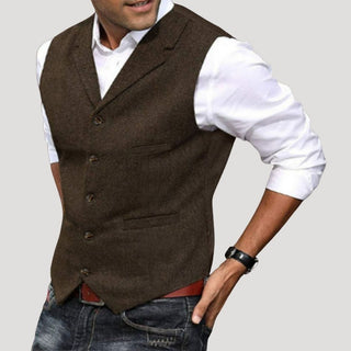 Roger | Men’s V-Neck Button-Down Vest with Vintage Buttons