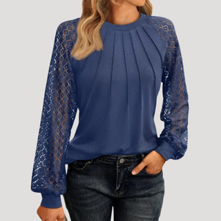Isabelle | Women’s Relaxed Fit Dress with Sheer Long Sleeves and Round Neck