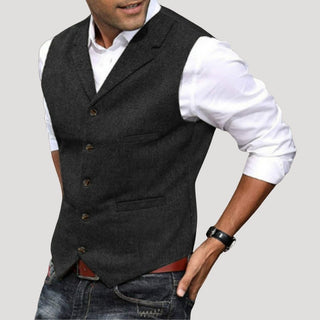 Roger | Men’s V-Neck Button-Down Vest with Vintage Buttons