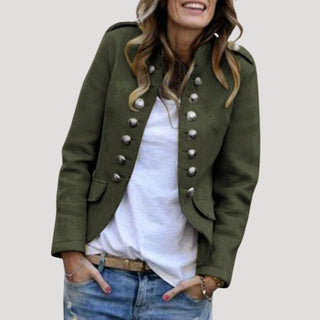 Steffani | Women’s Military-Inspired Cropped Blazer with Stand-Up Collar