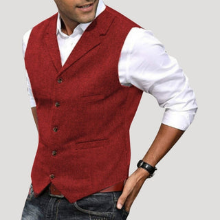 Roger | Men’s V-Neck Button-Down Vest with Vintage Buttons