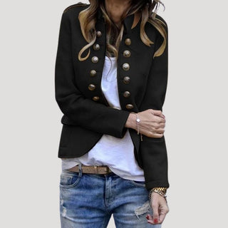 Steffani | Women’s Military-Inspired Cropped Blazer with Stand-Up Collar