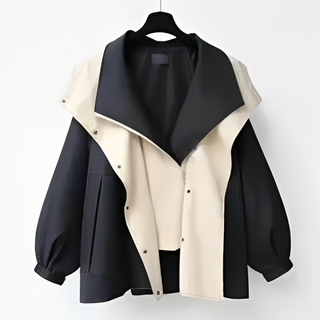 Yuna | Women’s Mid-Length Color-Block Windbreaker Jacket with Hood