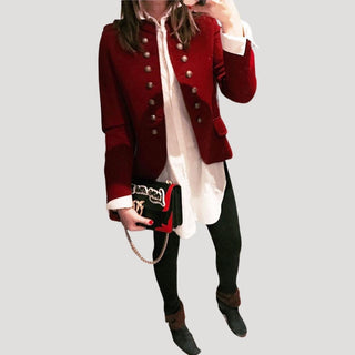 Steffani | Women’s Military-Inspired Cropped Blazer with Stand-Up Collar