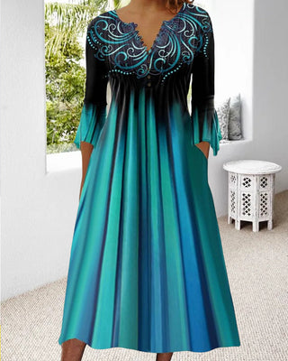 Lexi | Women's Gradient Midi Dress with 3/4 Sleeves