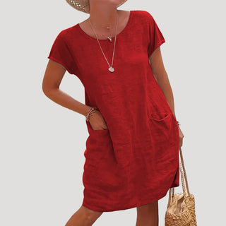 Susan | Women’s Loose-Fit O-Neck Dress with Short Sleeve