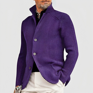Noelle | Men’s Waffle-Knit Pullover with Stand-Up Collar and Three-Button Closure