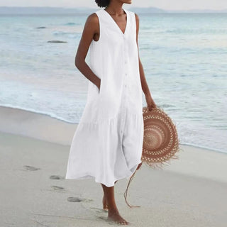 Elle | Sleeveless Tiered Maxi Dress for Women with V-Neckline