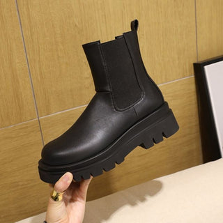Shaila | Women’s Mid-Calf Platform Chelsea Boots with Thick Lug Sole