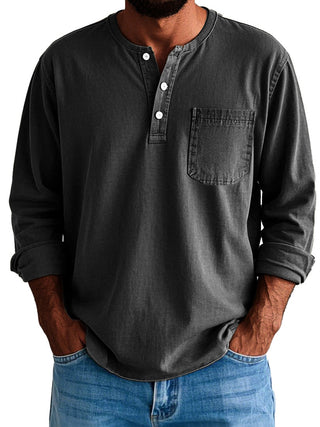 Ethan | Long-Sleeve Shirt for Men with Collarless Neckline