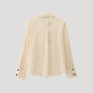Natalie | Women’s Polka-Dot Semi-Sheer Blouse with Bow Detail