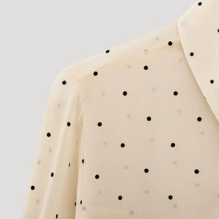 Natalie | Women’s Polka-Dot Semi-Sheer Blouse with Bow Detail